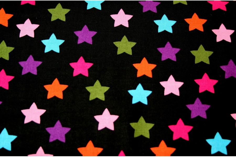 10cm Baumwolldruck "Sterne" schwarz  (Grundpreis € 10,00/m)